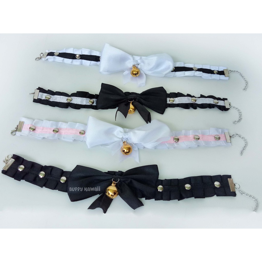 Choker lonceng lolita cosplay nekomimi maid golden bell ribbon gothic harajuku vintage halloween