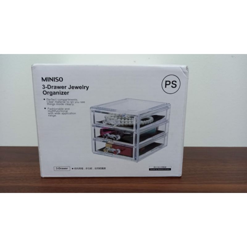 Preloved Acrylic 3-Drawer Organizer Miniso