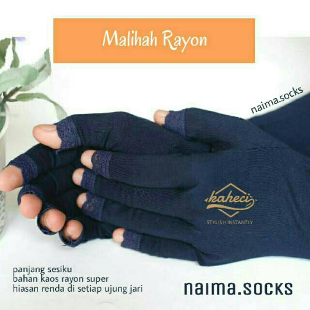 KAHECI MALIHAH RAYON PREMIUM - SARUNG TANGAN FULL JARI RENDA (PANJANG SESIKU)