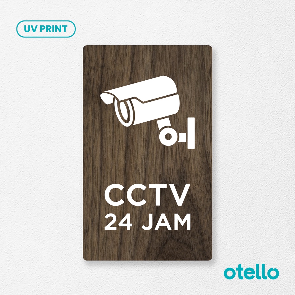 Otello - Sign CCTV 24 Jam Sign Board Kayu Print Signage Label Nama Ruangan Rustic Papan Sticker Tempel Stiker Dinding Rambu Peringatan