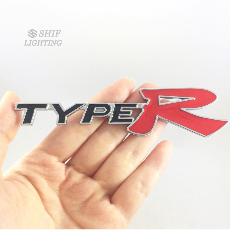 1Pc Stiker Emblem / Badge Logo typer Type R Bahan Metal untuk Bagasi Belakang Mobil