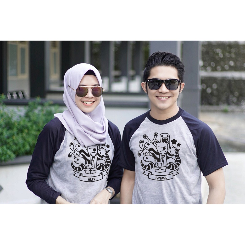 Kaos Couple Desain Lucu Cetak Nama