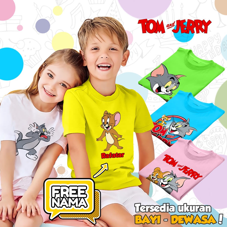 [FREE NAMA!!] Baju Kaos ANAK DAN DEWASA TOM AND JERRY BANYAK MOTIF