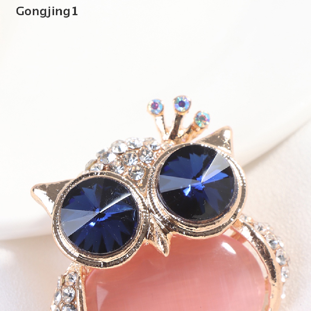 Gongjing1 1Pc Bros Pin Bentuk Burung Hantu Mata Biru Untuk Aksesoris Pakaian Wanita