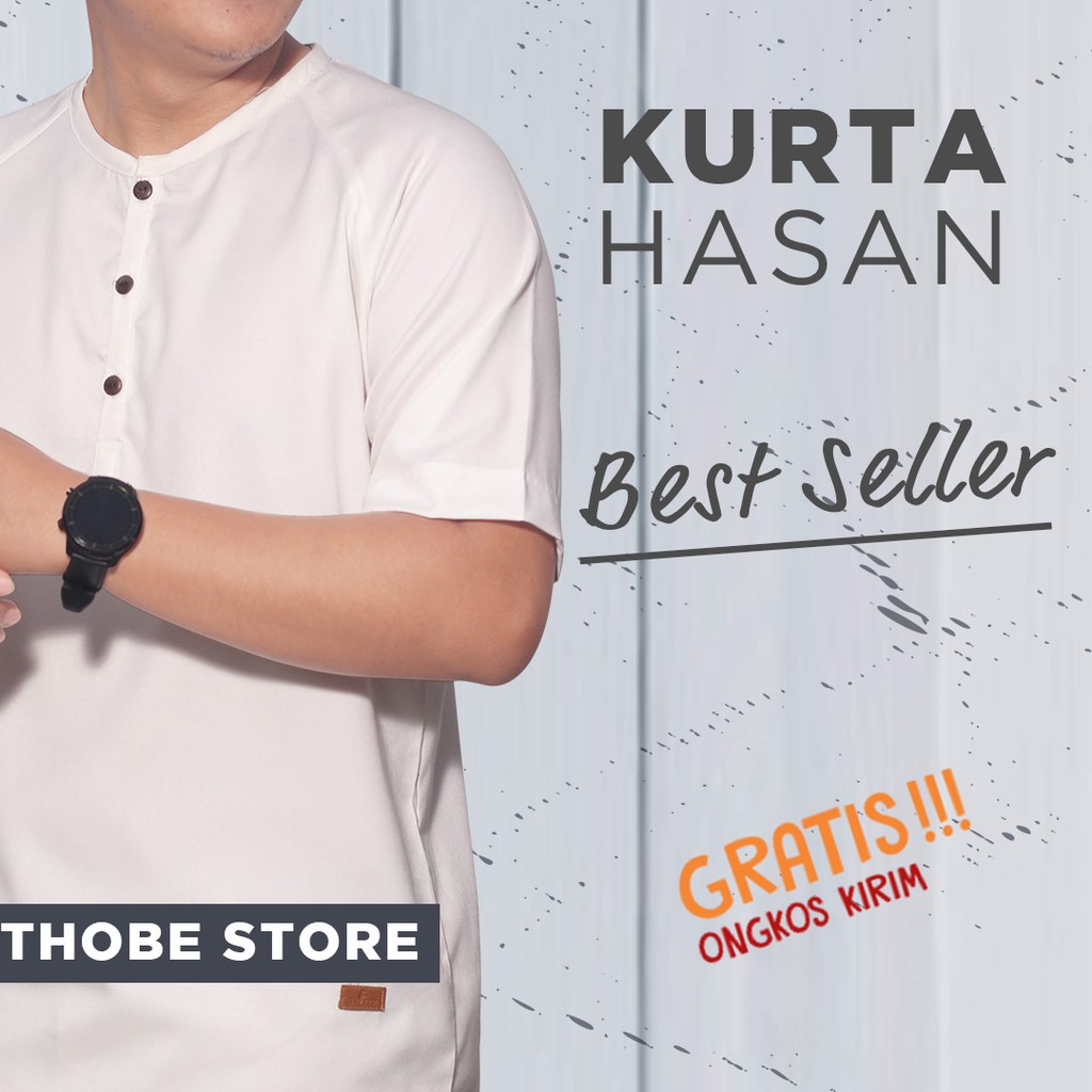 Baju Atasan Kurta Kokoh Premium Ikhwan Pria Dewasa Polos Bahan Katun Lengan Pendek AL MIA Ukuran Siz