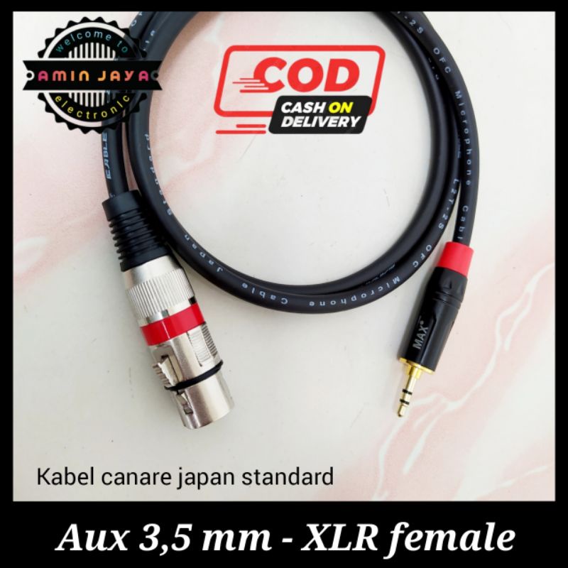 Jack xlr female to jack audio 3,5 plus kabel canare 2 meter