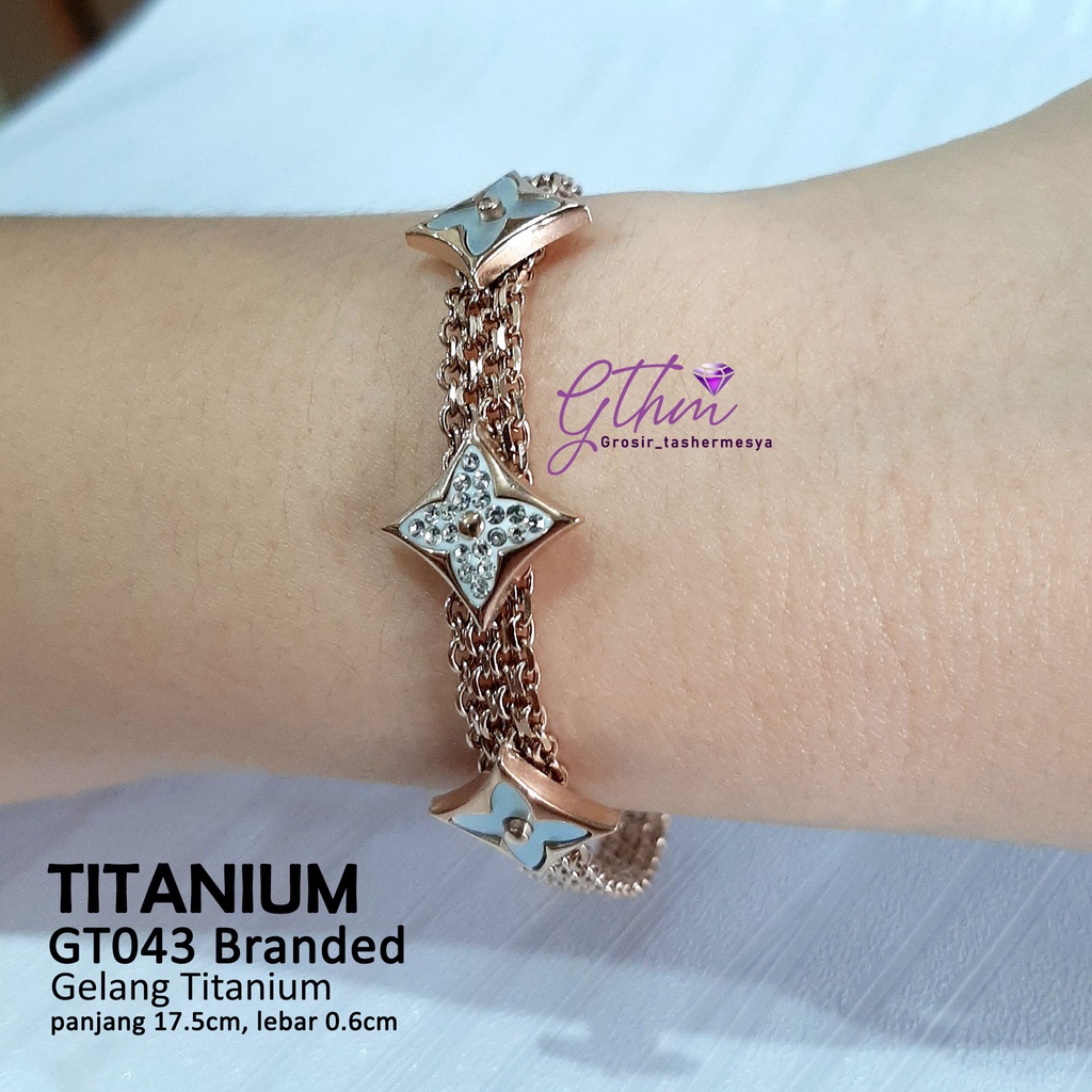 gelang Tangan Wanita Titanium Branded Fashionable Anti Karat gt043 gthm