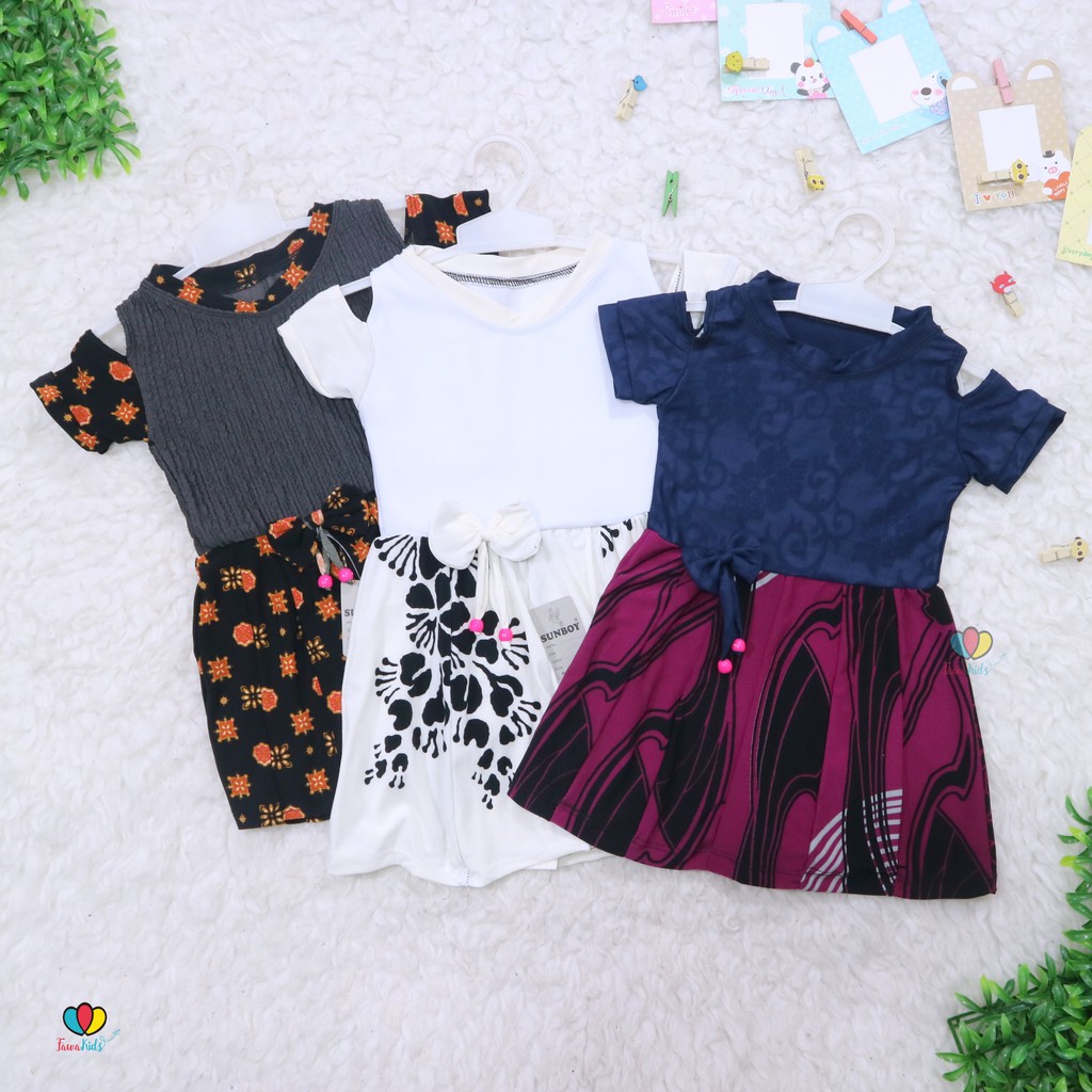 Dress Sabrina 1-2 Tahun / Baju Balita Cewek Dres Pesta Anak Perempuan Murah Lengan Fashion Kids