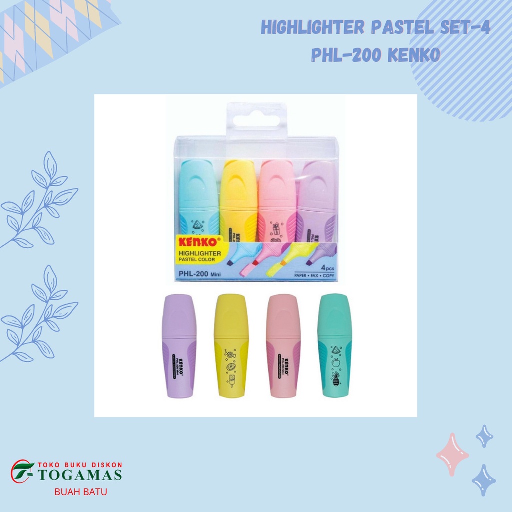 

HIGHLIGHTER PASTEL SET-4 PHL-200 KENKO
