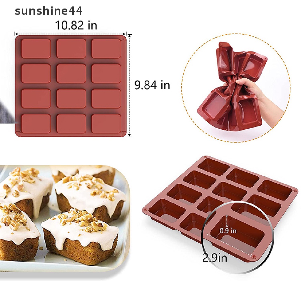 Sunshine Loyang Cetakan Roti / Brownie Mini 12 Lubang Bahan Silikon