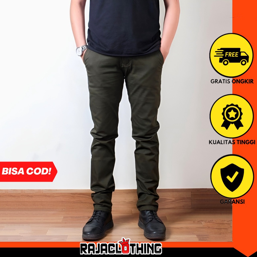 RCL - CELANA CHINO HIJAU ORIGINAL PREMIUM PRIA SLIM FIT STRETCH CASUAL FORMAL CHINOS PREMIUM ( 27 s/d 34 S s/d 34 )