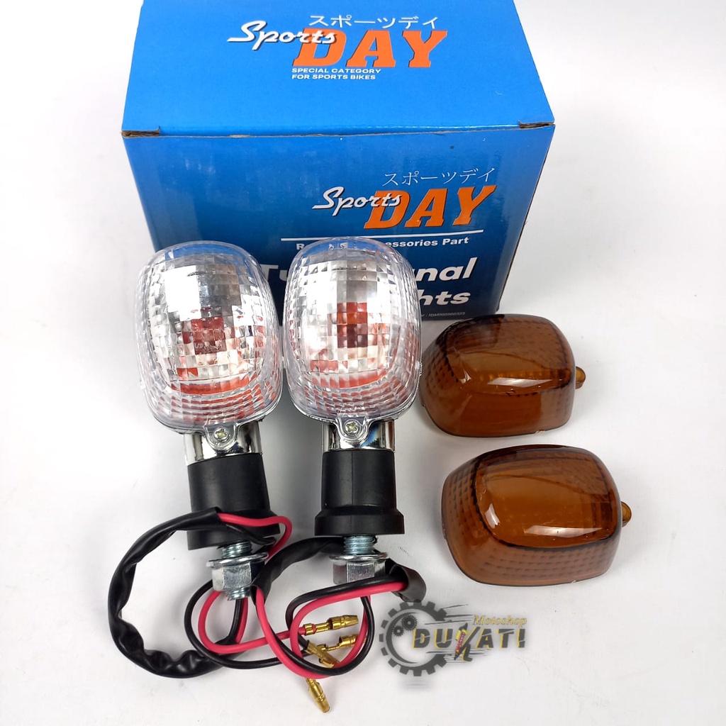 LAMPU SEIN NINJA CHROME KACA BENING RITING RETENG NINJA SET KANAN KIRI 2pcs  STANDART KAWASAKI NINJA R NINJA RR NINJA 150 KRR SEPASANG UNIVERSAL SPORTSDAY