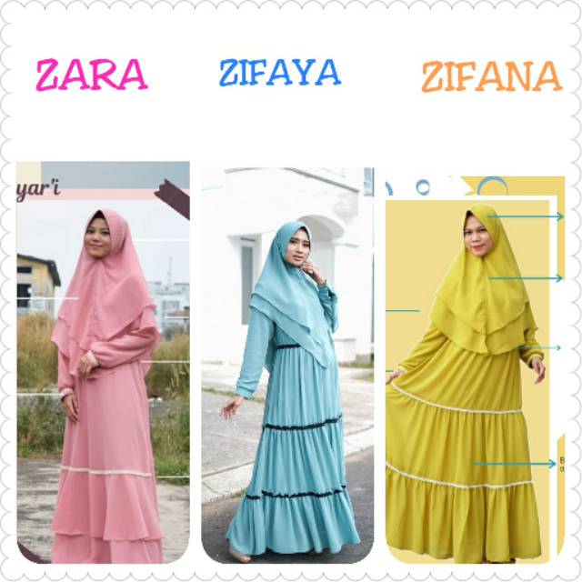Gamis Syar'i, Set Gamis, Gamis Couple Zara, Gamis Zara Zifana Zifaya, Gamis Ceruti Premium