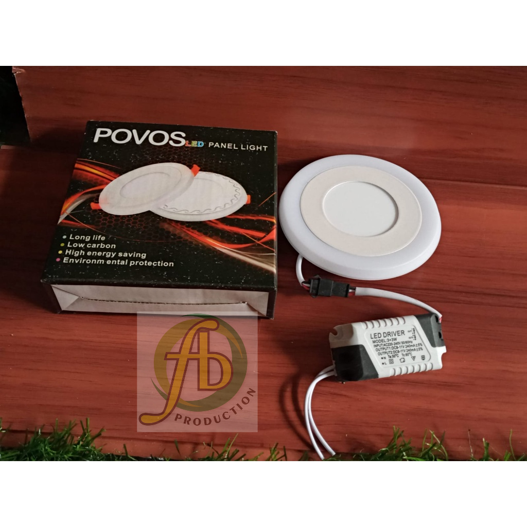 Downlight Down light/Downled Down led/ LED Panel light POVOS Original  3+3 Bulat 2 Warna Harga per p