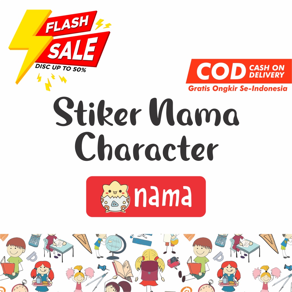 

Stiker Nama Character label nama Waterproof 1 set isi Up to 36 pcs FLASHSALE // Waterproof // BLUESTIKER