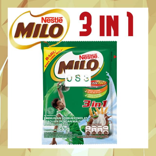 

《OS3》 Nestle Milo 3 in 1 sachet 35 gram coklat - cokelat