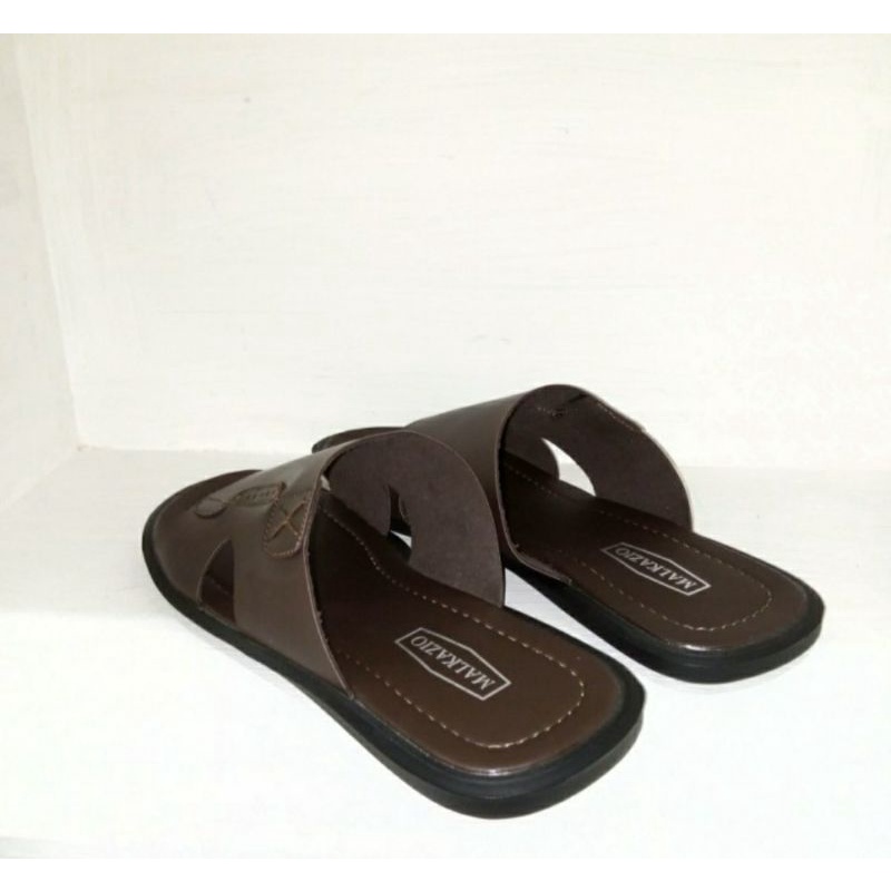 LIMITIED - Sandal BIG SiZE 44 45 46 47 / Sendal JUMBO Ukuran Besar KULIT / Coklat Slide Empuk