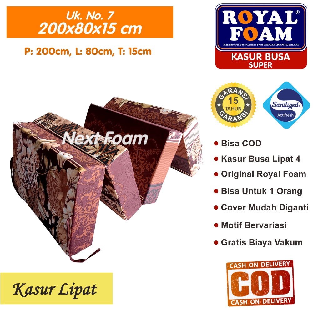 Kasur Busa Lipat Royal Foam Ukuran No 7 200x80x15 cm Tebal 15 cm D23 ORIGINAL Garansi 15 Tahun