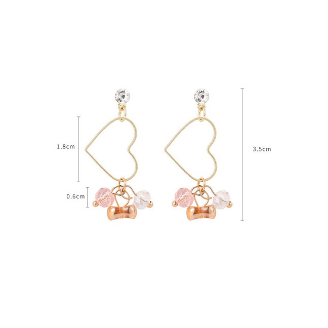 LRC Anting Tusuk Fashion Golden Crystal Love Pierced Earrings D98400