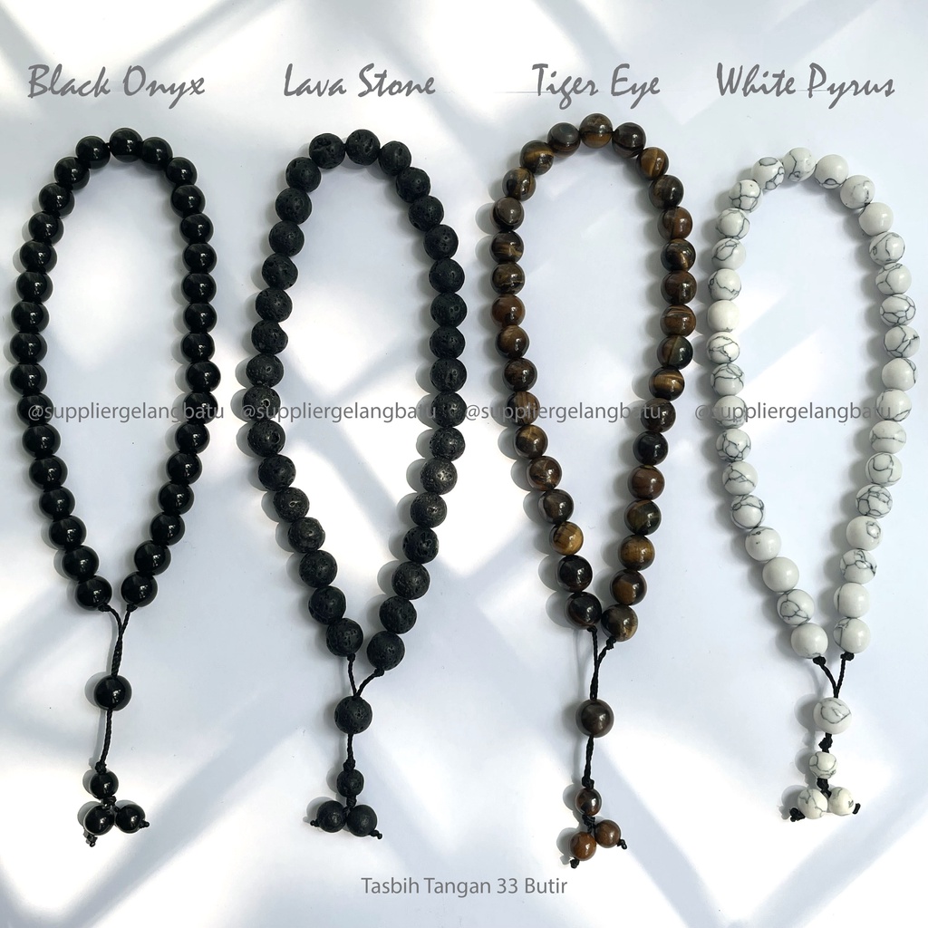 SOUVENIR TAHLILAN Tasbih Tangan Batu Alam Natural Onyx Lava 33 Butir Pyrus Putih Stone Souvenir Pernikahan Tahlilan Muslim Kado hadiah