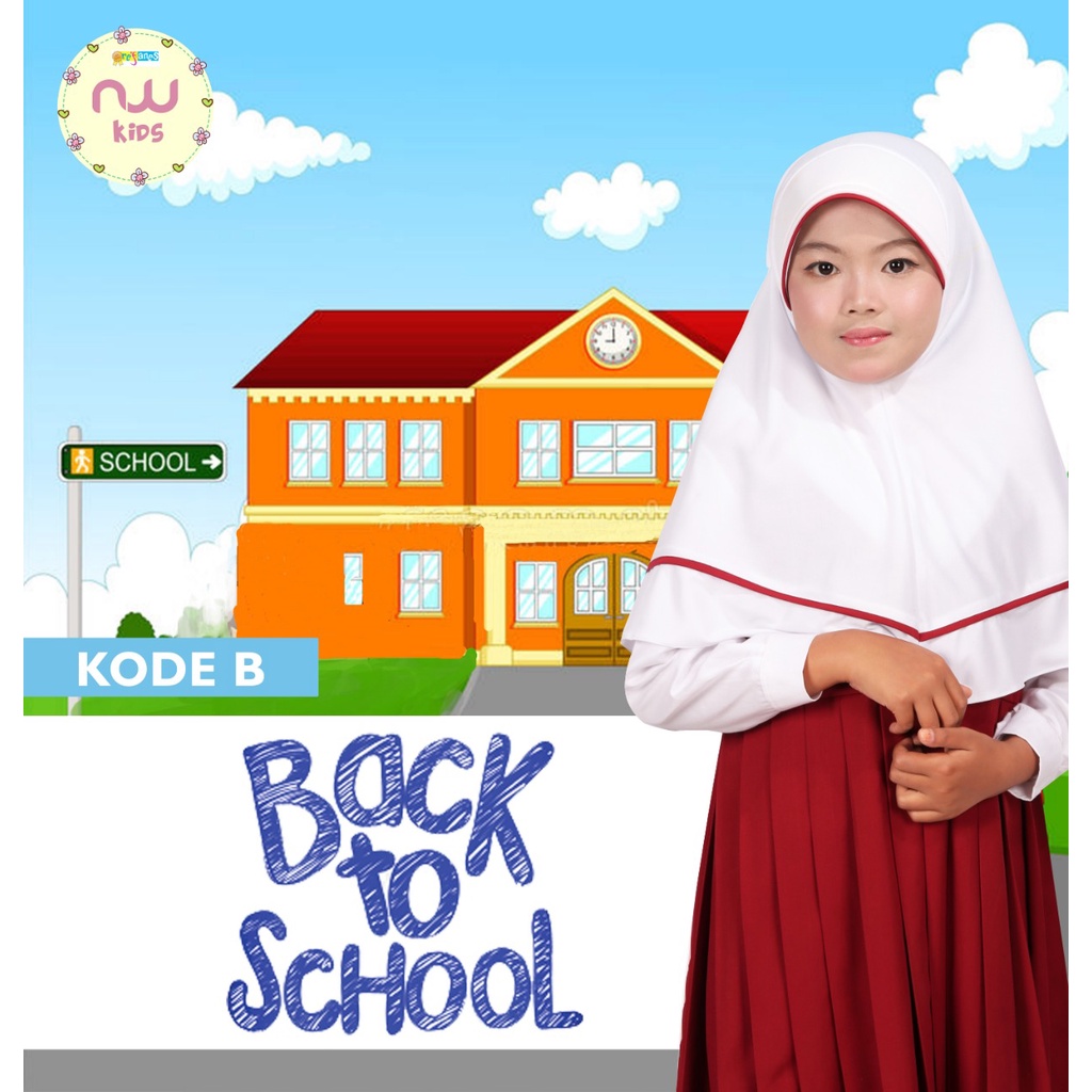 Jual BACK TO SCHOOL | Jilbab Sekolah Anak SD | Model B | Jilbab sekolah