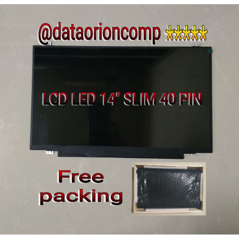 Lcd led 14.0 14 inch slim 40 pin gratis packing kayu