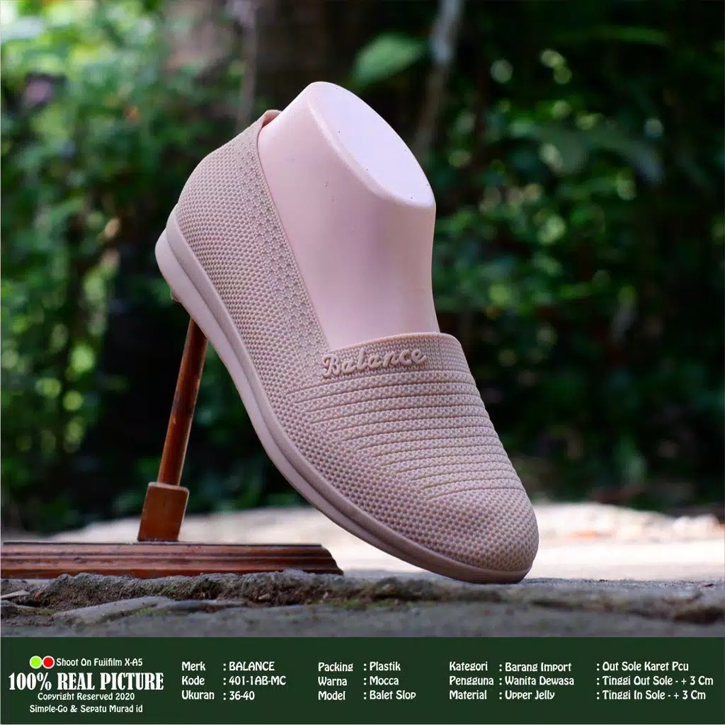 SEPATU WANITA TERLARIS 2022 / Sepatu Wanita Balance Flat Shoes Jelly Import / Sepatu Wanita Model Kekinian Balance B401-1A