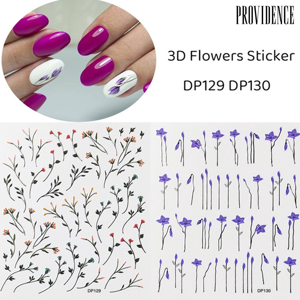 Providence 10Pcs/Set 3D Nail Branches Patterns Sticker Japanese Style Colorful Flowers Leaves Sticker Decal Rose Branch Slider for Manicure