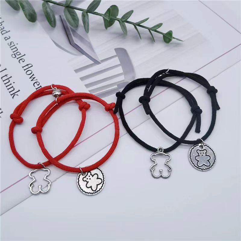 Gelang Couple Magnet Etnik Bead Tali Persahabatan Korean Style Fashion Import
