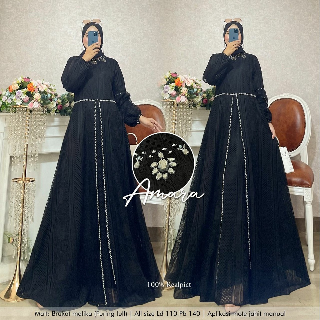 Dress Amara Fashion Muslim Kekinian/ By Hijup/Gamis/Kondangan/Rasyka/