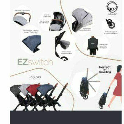 stroller babyelle baby elle ez switch red grey