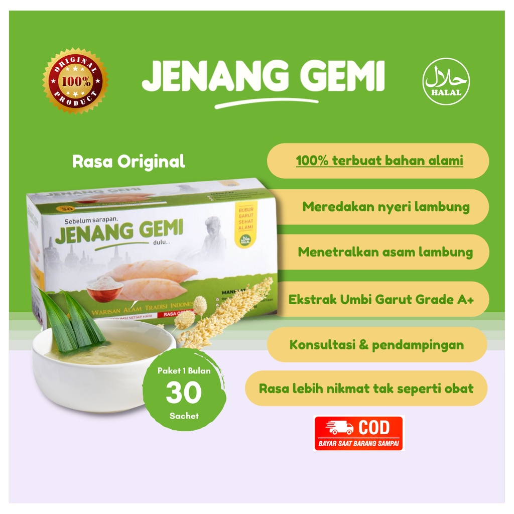 Bubur Jenang Gemi Rasa Original Isi 30 Sachet Obat Sakit Maag Magh Mag Mah Atasi Keluhan Asam Lambun