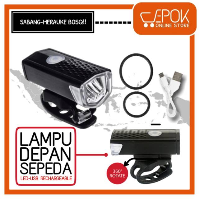 Lampu Depan Sepeda LED USB Rechargeable