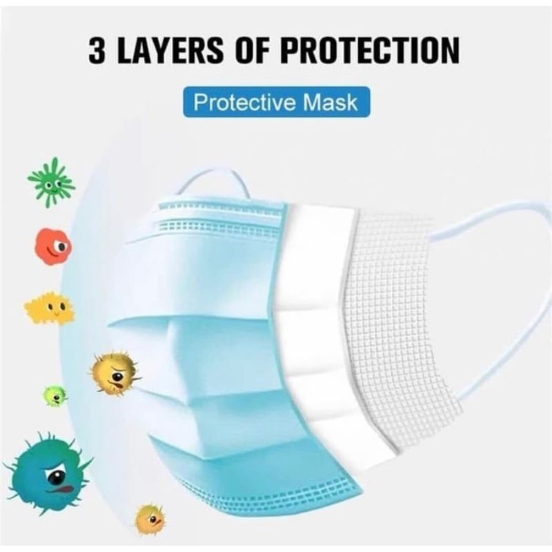 Masker 3ply isi 50pcs - Surgical Mask - Disposable Mask - Masker