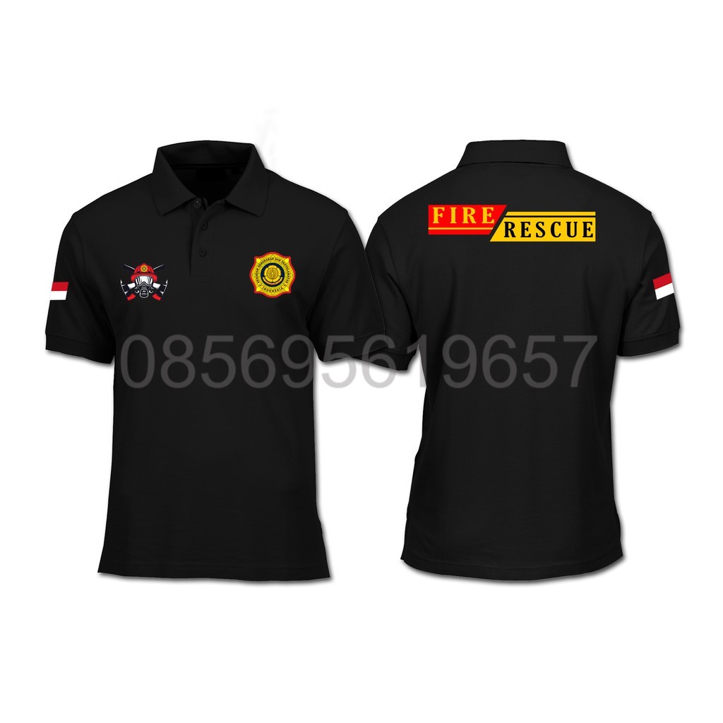 Jual Polo Distro Kaos Kerah Wangki Fire Rescue Damkar Pemadam Kebakaran