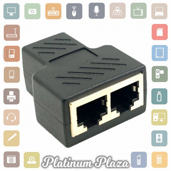 SIFREE RJ45 LAN Ethernet Network Connector Splitter 1 to 2 - DN0190 - Black`QXNV0S-