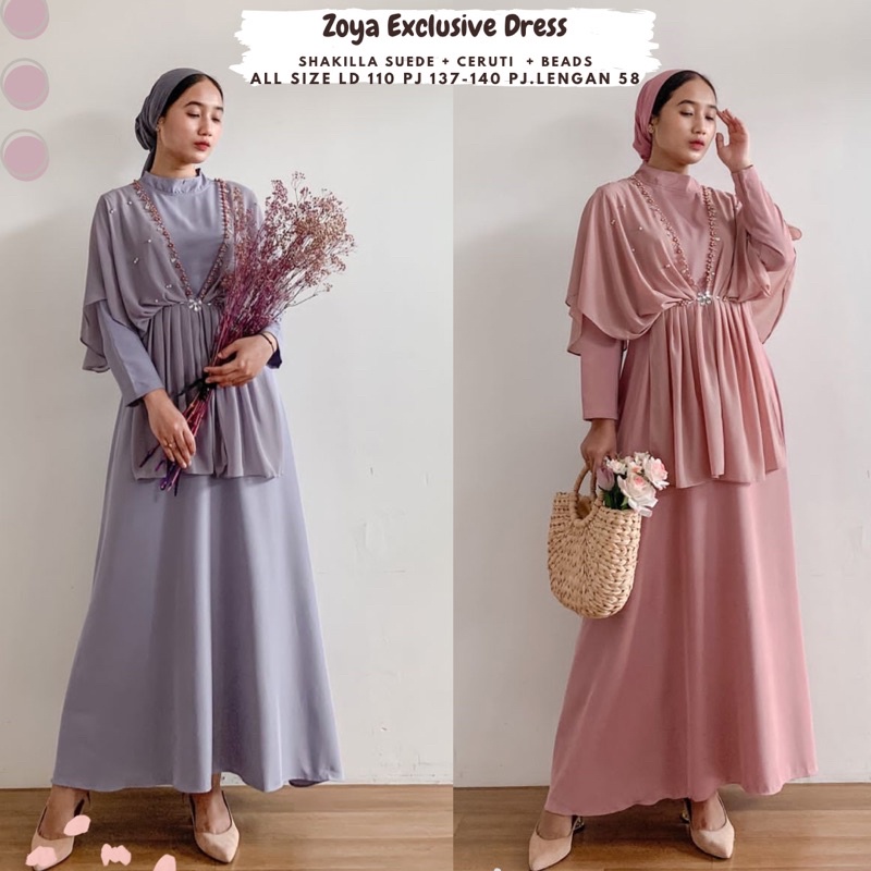 Zoya Dress Ld 110/Dress Bridesmaid /Dress Kondangan/Dress Sage/Dress Lebaran/Dress Pesta/Dress Set Outer/Dress Prewedding