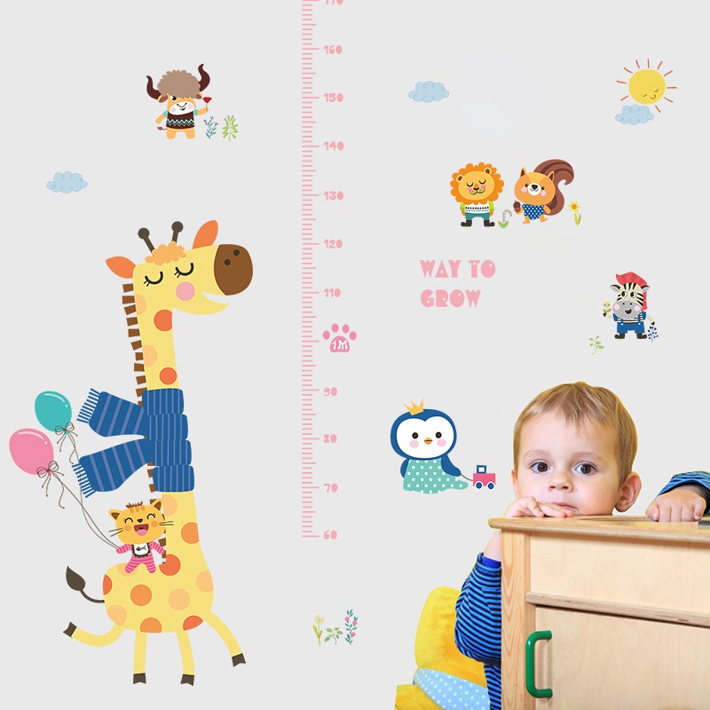 RELIZA WALL STICKER TINGGI BADAN HEWAN JERAPAH GROW UP ANIMAL STIKER DINDING SK9165