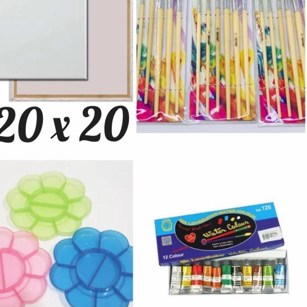 

➼ Paket Lukis Kanvas (kanvas 20x20+kuas+palet+cat air) - paket kanvas ♦