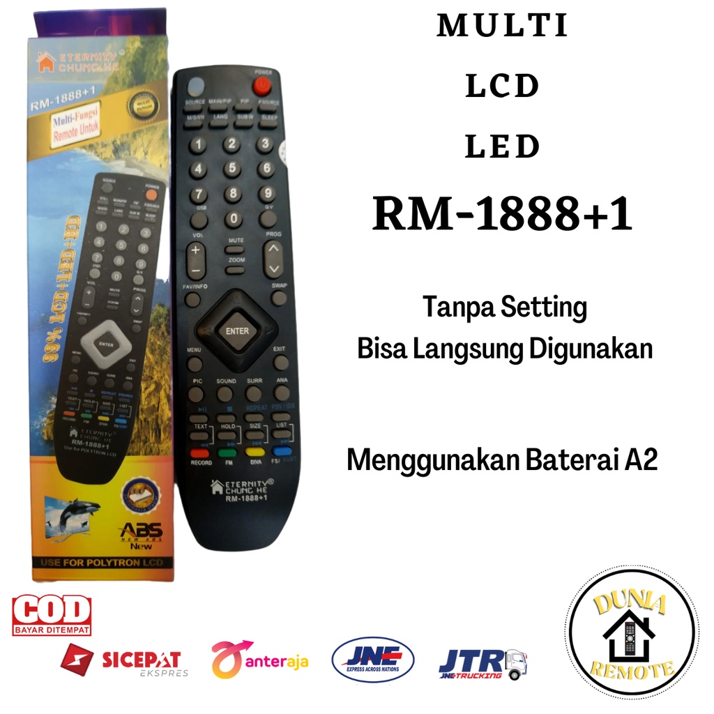 Remot Remote TV POLYTRON Multi TV Lcd Led Polytron Universal RM 1888+1 Universal