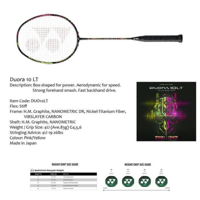 Raket Badminton / Bulutangkis YONEX DUORA 10 LT DIJAMIN ORIGINAL