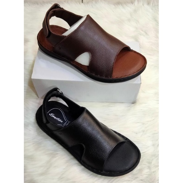 PROMO 9.9 SALE SENDAL SLOP/SENDAL SEPATU TALI BELAKANG PRIA KULIT SANTOS TERBARU KULIT ASLI RINGAN