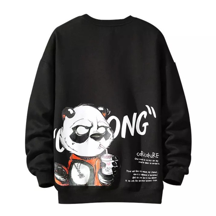 Sweater Pria Cartoong Panda Sweater Big Size Sweater Crewneck Size XXL Fleece