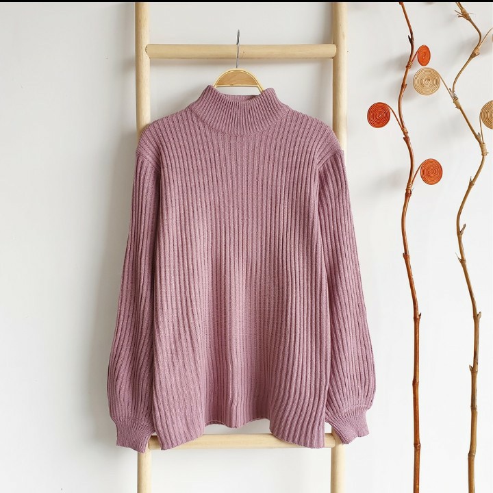 DISCON !!!! BAYONETA SWEATER / Ballon Knit - Atasan Wanita | Oversize Rajut Halus /Tangan Balon (RJ)