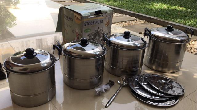 Panci Set Stock Pots Serbaguna Anti Karat Bahan Tebal Dan Kuat
