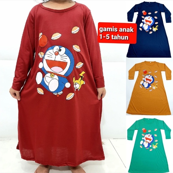 gamis anak perempuan kaos 1-11 tahun tangan panjang pakaian muslim dor cewek  grosir