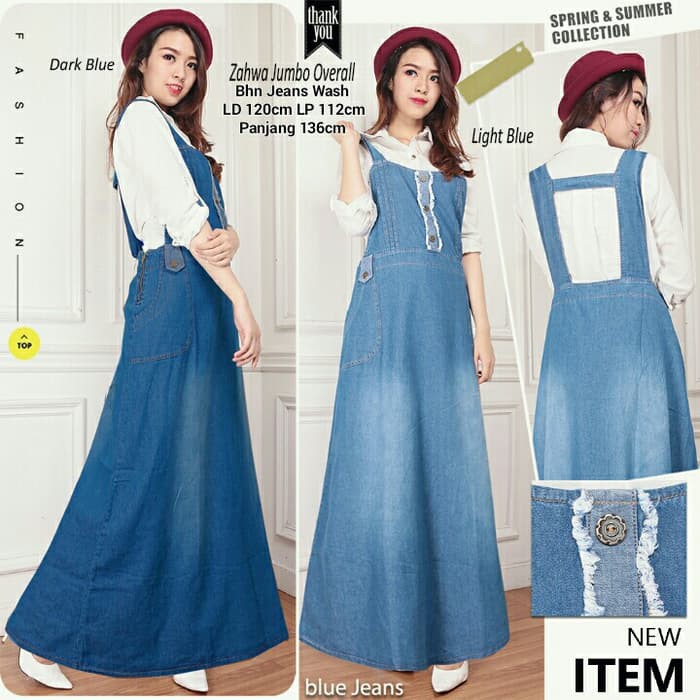 cn 59185 maxi overall jumpsuit jp js baju kodok rok panjang wanita murah simple elegan hijab muslim