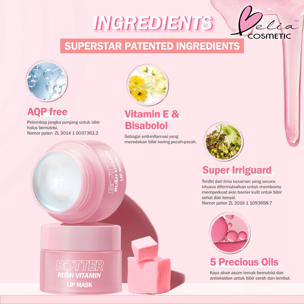 ❤ BELIA ❤ BARENBLISS Butter Rush Vitamin Lip Mask BNB | Moisturizing Lip Balm | Lip Moist | Pelembab Bibir | BPOM