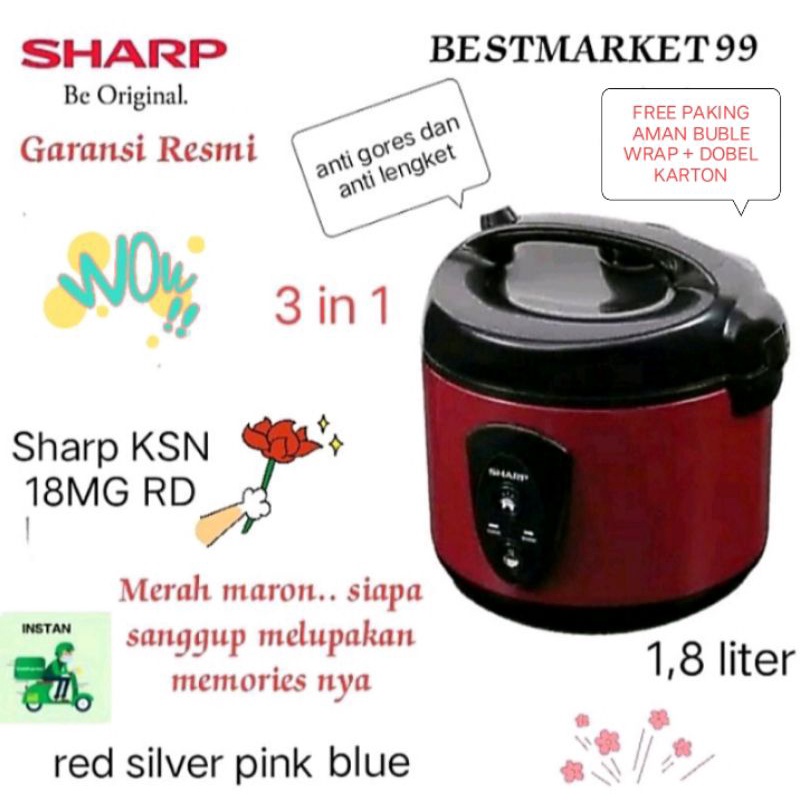 PROMO MAGIC COM SHARP KSN 18MG RICE COOKER 1,8 ltr FREE Paking Aman  Buble Wrap + Karton tebal