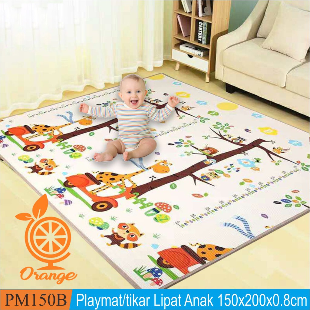 1Playmat Premium Anak Bayi Lipat Tebal Double Pad(Bonus Tas) 2 Ukuran/Karpet Anak Playmat Kartun-1